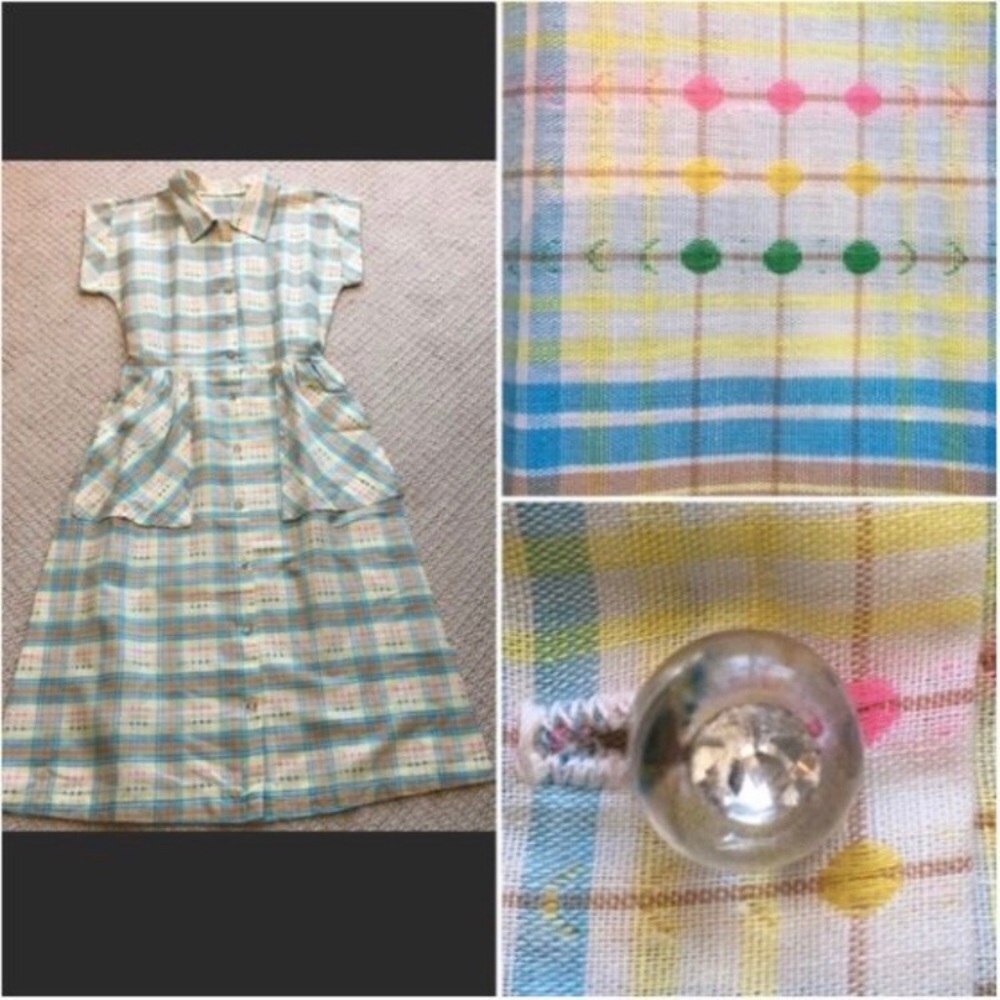 Vintage 1950s Atomic Plaid shirtdress - Picture 4 of 8